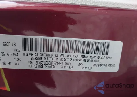 2017 Chrysler Pacifica Touring-L from USA, damaged, VIN 2C4RC1BG6HR771434